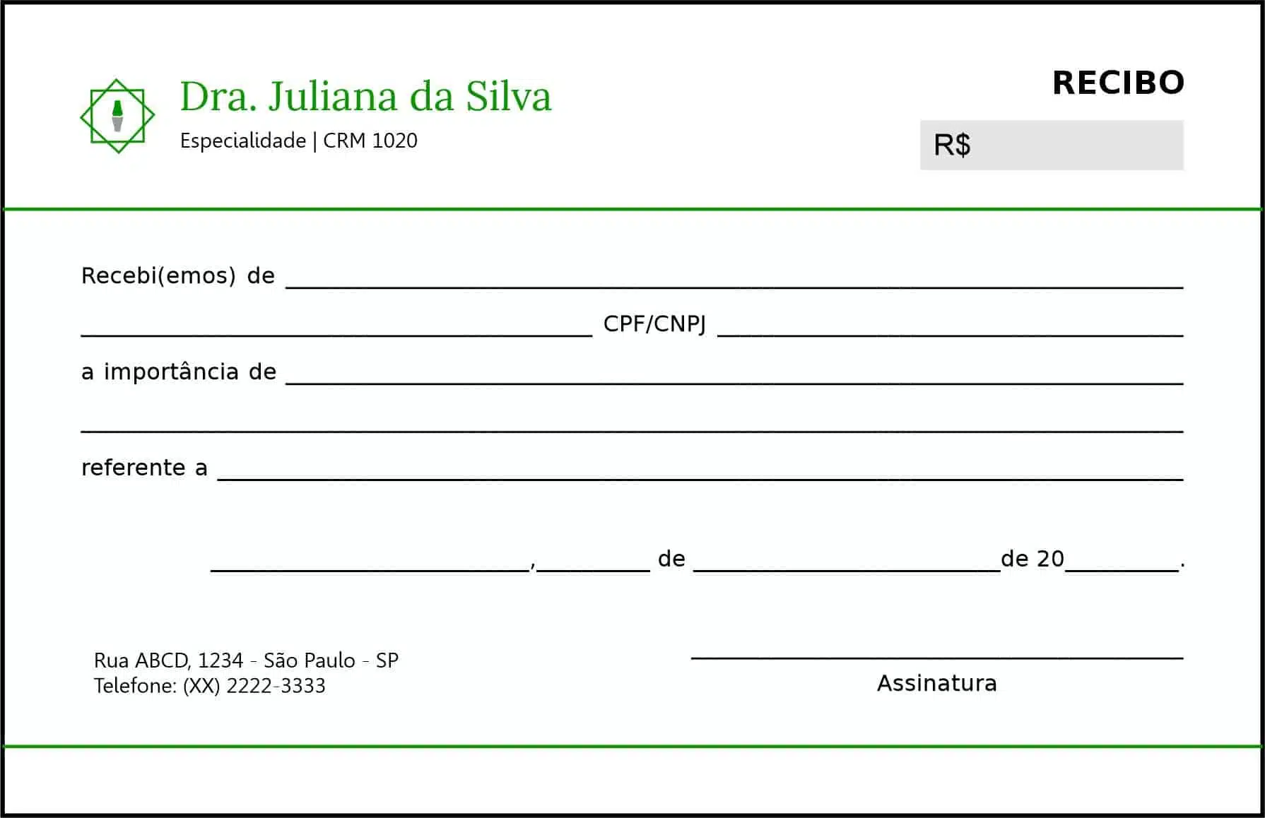 Recibo em 2 vias Ortopedia Tessalônica