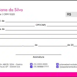 Recibo em 2 vias Pediatria Lublin