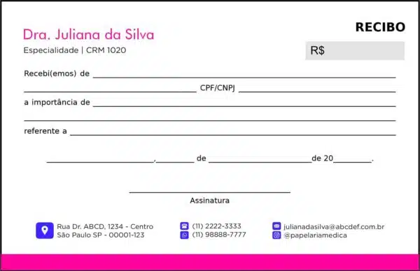 Recibo em 2 vias Pediatria Lublin Recibo em 2 vias Pediatria Lublin