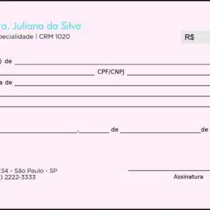 Recibo em 2 vias Pediatria Tricidade