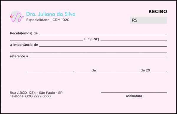 Recibo em 2 vias Pediatria Tricidade Recibo em 2 vias Pediatria Tricidade