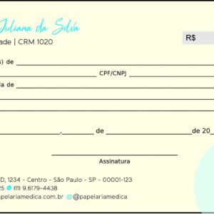 Recibo em 2 vias Pediatria Cracóvia
