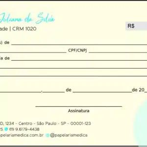 Recibo em 2 vias Pediatria Cracóvia