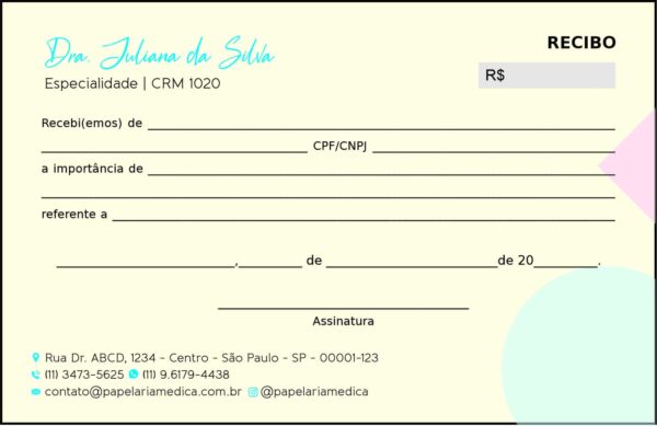 Recibo em 2 vias Pediatria Cracóvia Recibo em 2 vias Pediatria Cracóvia