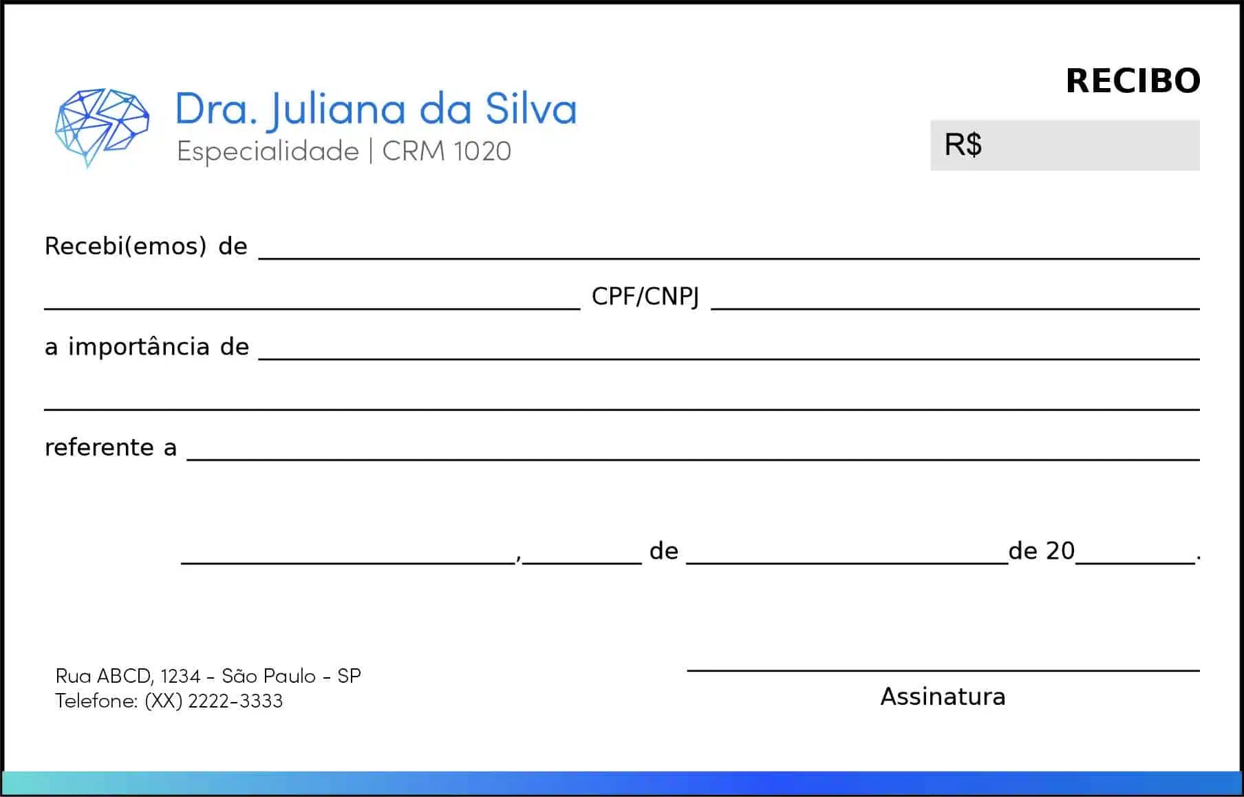 Recibo em 2 vias Psiquiatra e Neurologista Florence