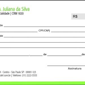 Recibo em 2 vias Psiquiatra e Neurologista Turim