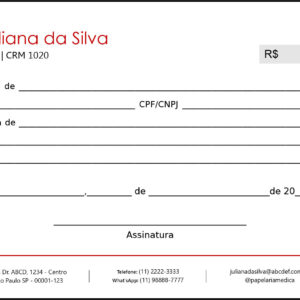 Recibo em 2 vias Psiquiatra e Neurologista Naples
