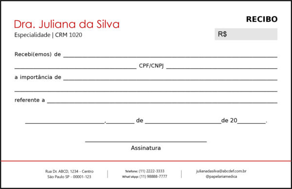 Recibo em 2 vias Psiquiatra e Neurologista Naples Recibo em 2 vias Psiquiatra e Neurologista Naples
