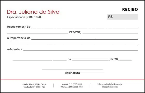 Recibo em 2 vias Psiquiatra e Neurologista Naples Recibo em 2 vias Psiquiatra e Neurologista Naples