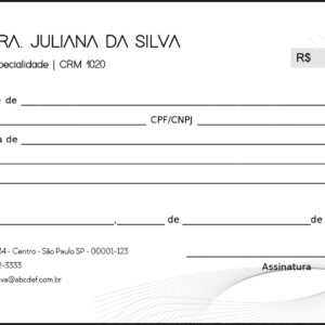 Recibo em 2 vias Psiquiatra e Neurologista Milan