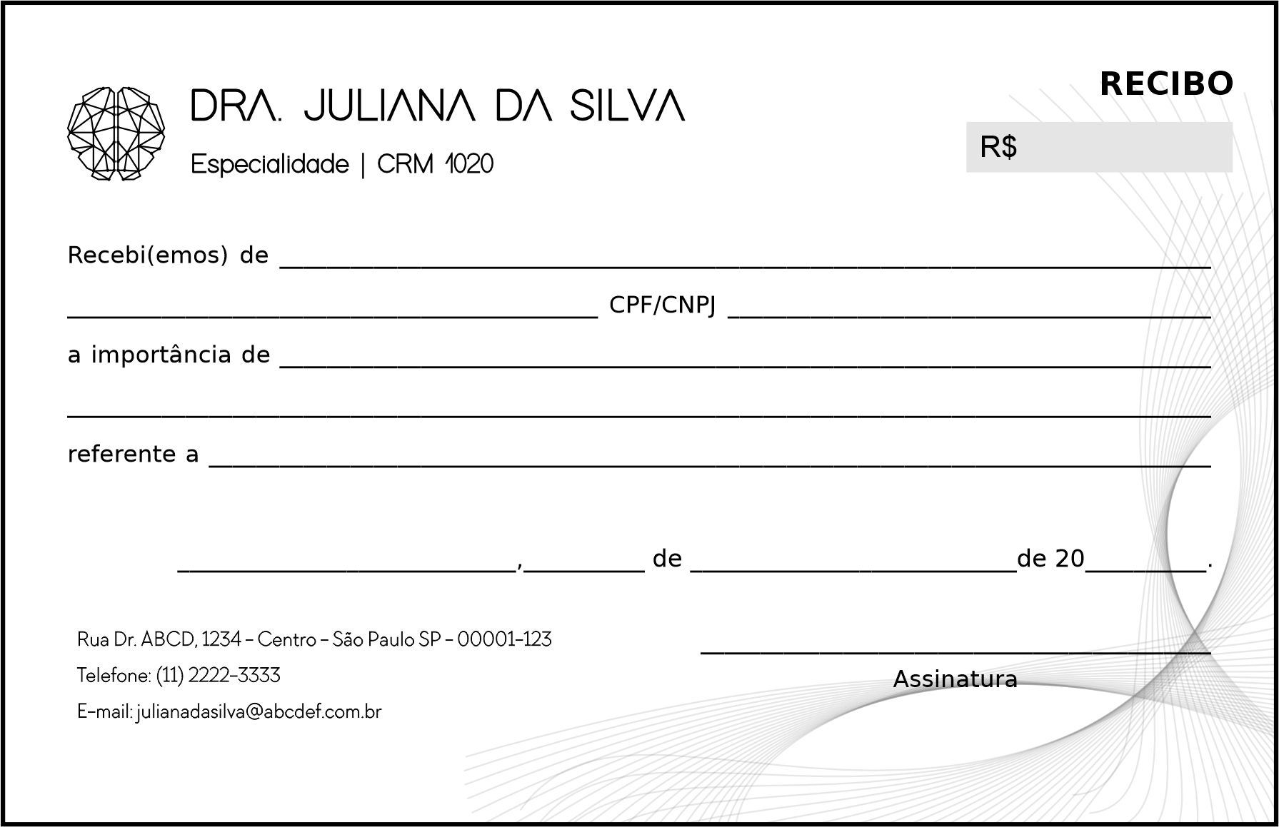 Recibo em 2 vias Psiquiatra e Neurologista Milan