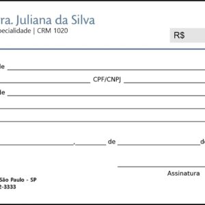 Recibo em 2 vias Psiquiatra e Neurologista Siena