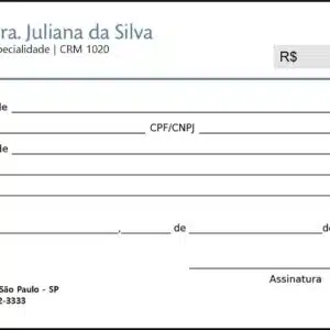 Recibo em 2 vias Psiquiatra e Neurologista Siena