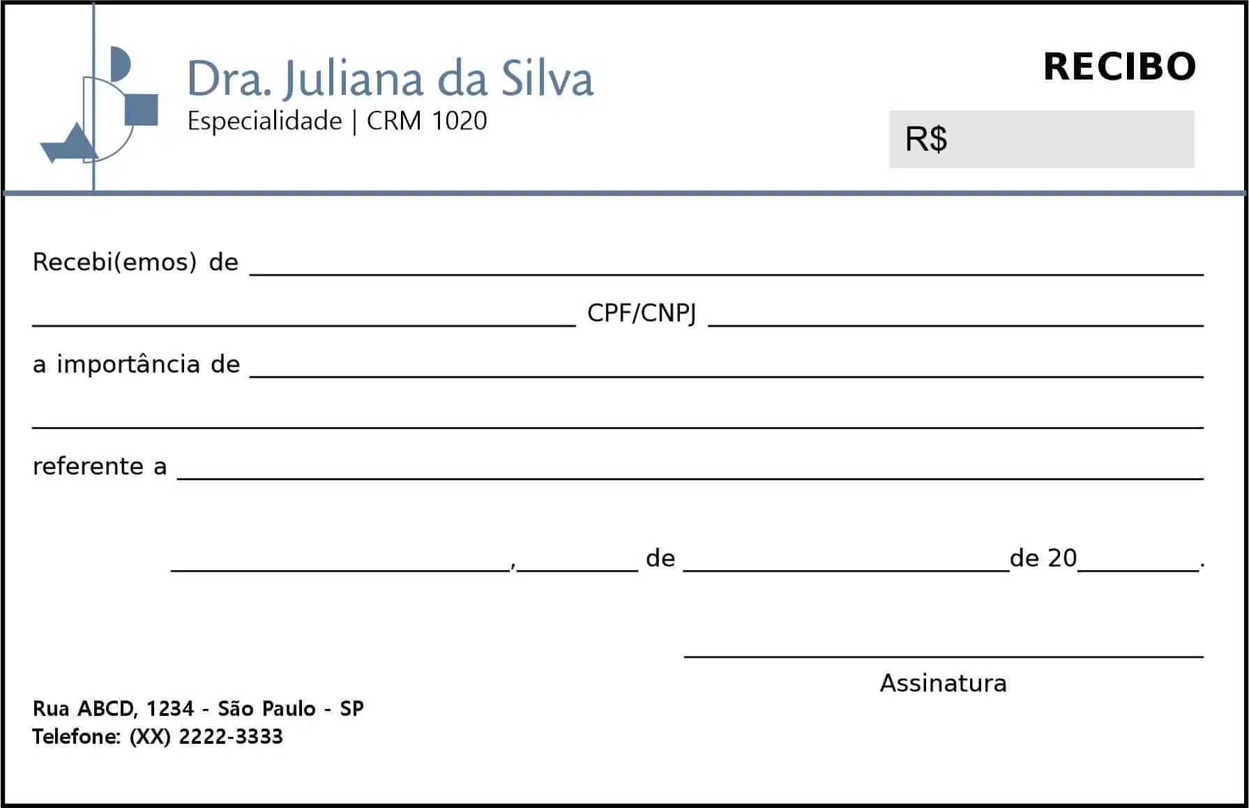 Recibo em 2 vias Psiquiatra e Neurologista Siena
