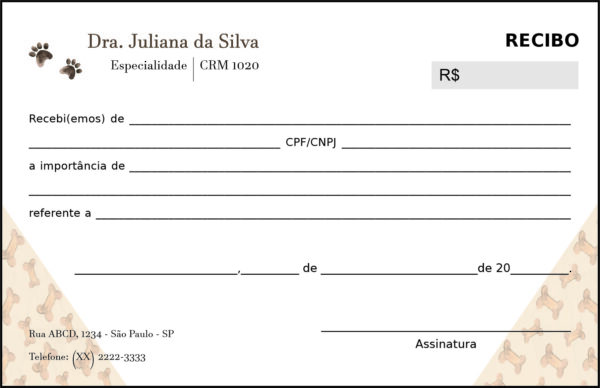 Recibo em 2 vias Veterinário Baden Recibo em 2 vias Veterinário Baden