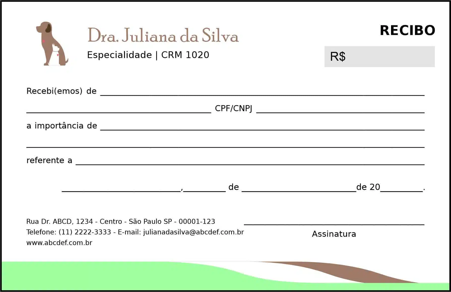 Recibo em 2 vias Veterinário Graz