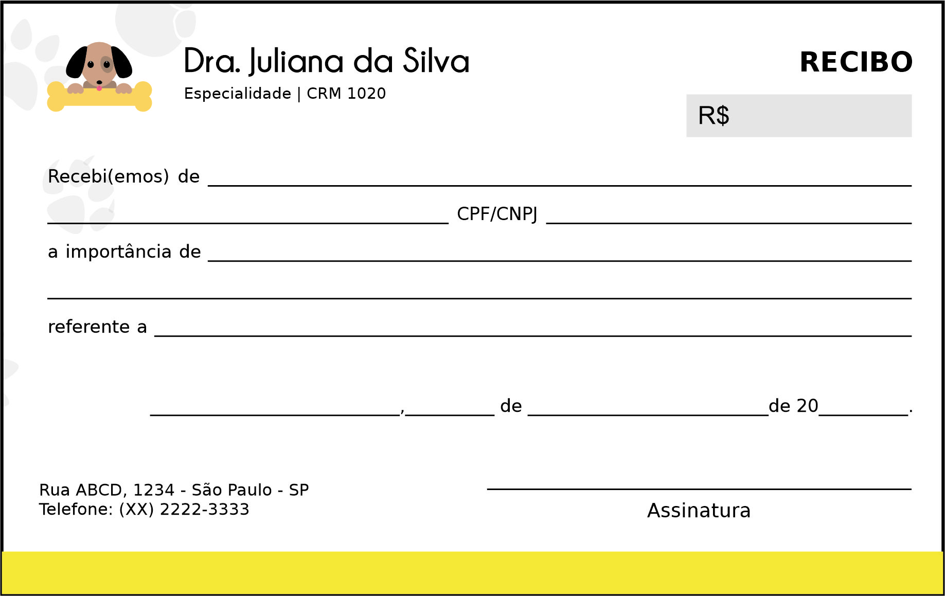 Recibo em 2 vias Veterinário Linz