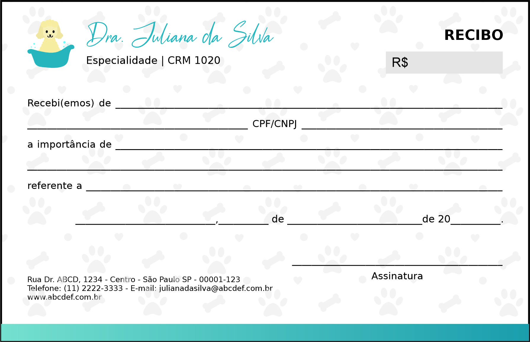 Recibo em 2 vias Veterinário Enns