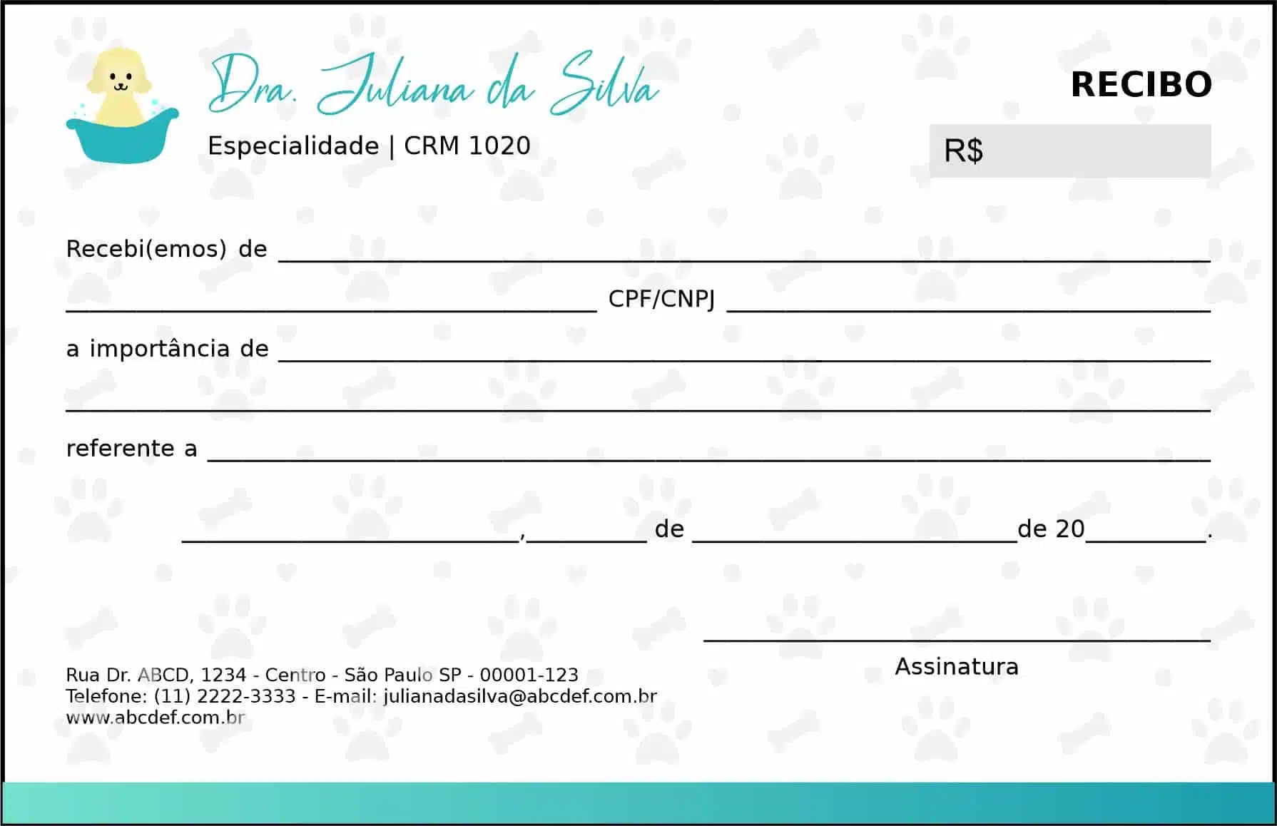 Recibo em 2 vias Veterinário Enns