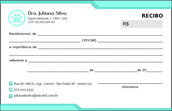 Recibo em 2 vias Veterinário Traun Recibo em 2 vias Veterinário Traun