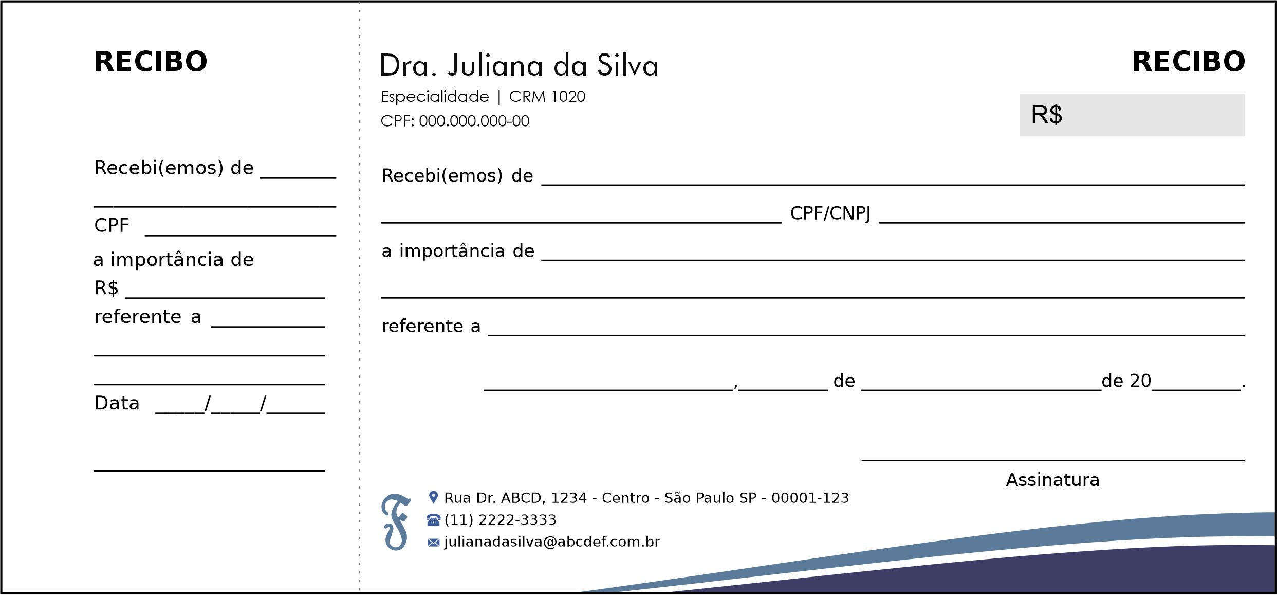Recibo com Canhoto Fonoaudiologia Tihany