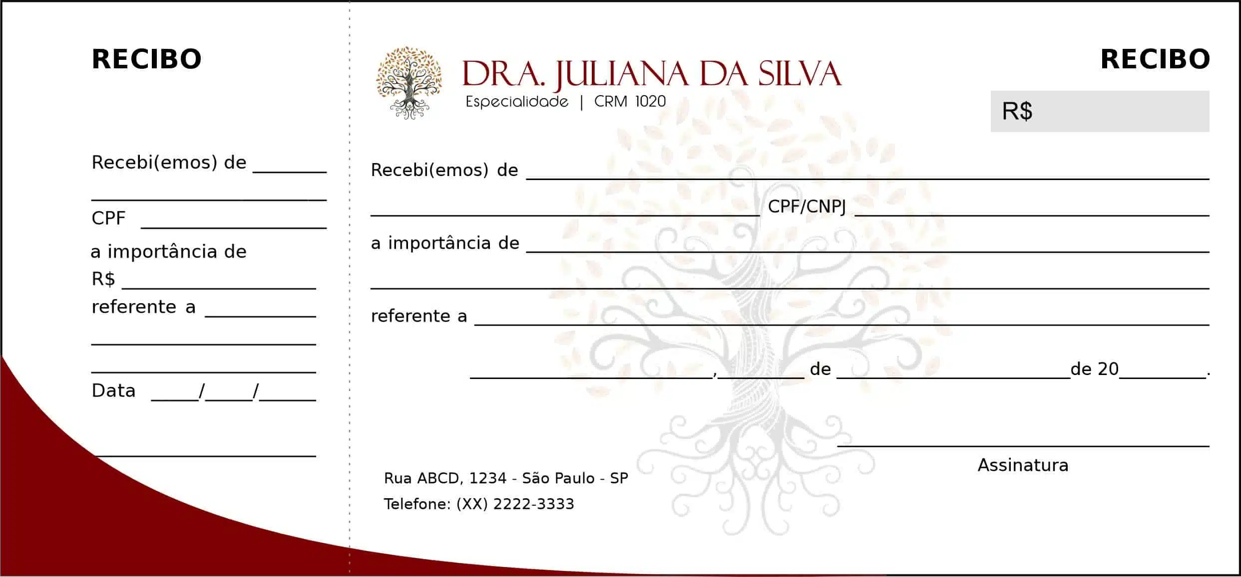 Recibo com Canhoto Geriatria Malard