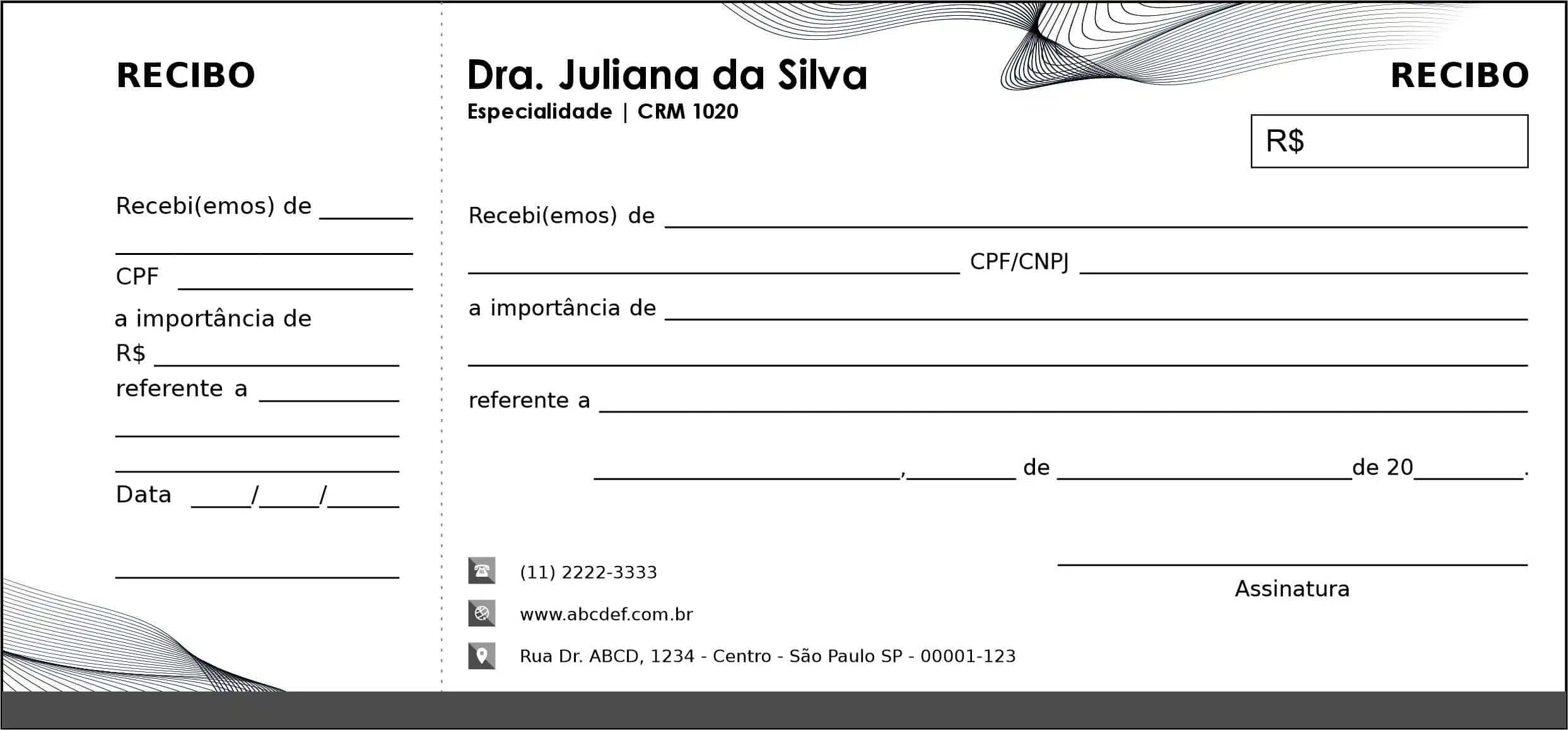 Recibo com Canhoto Otorrinolaringologia Granada