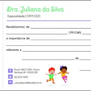 Recibo com Canhoto Pediatra Opole