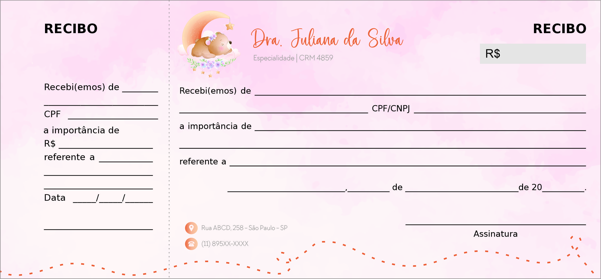 Recibo com Canhoto Pediatra Poznan