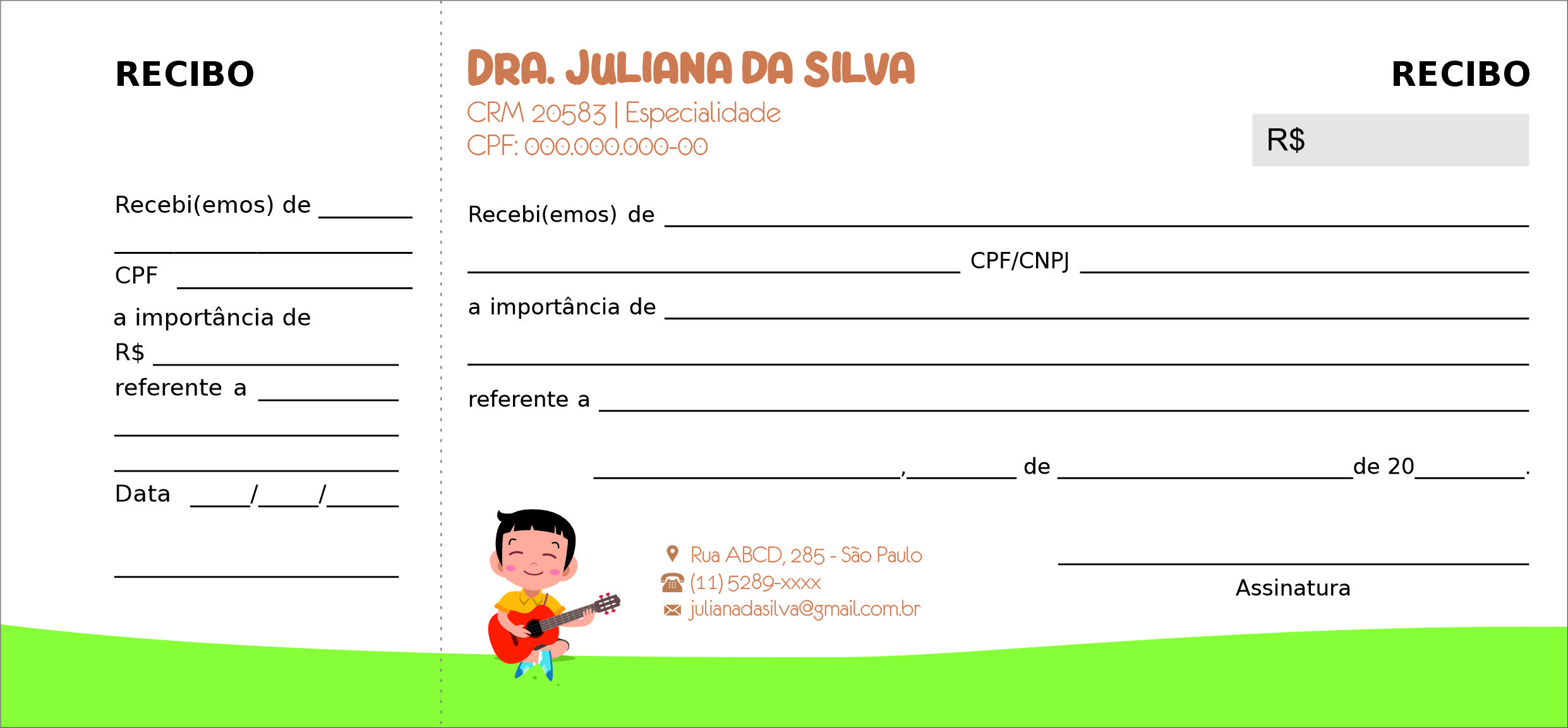 Recibo com Canhoto Pediatra Elblag