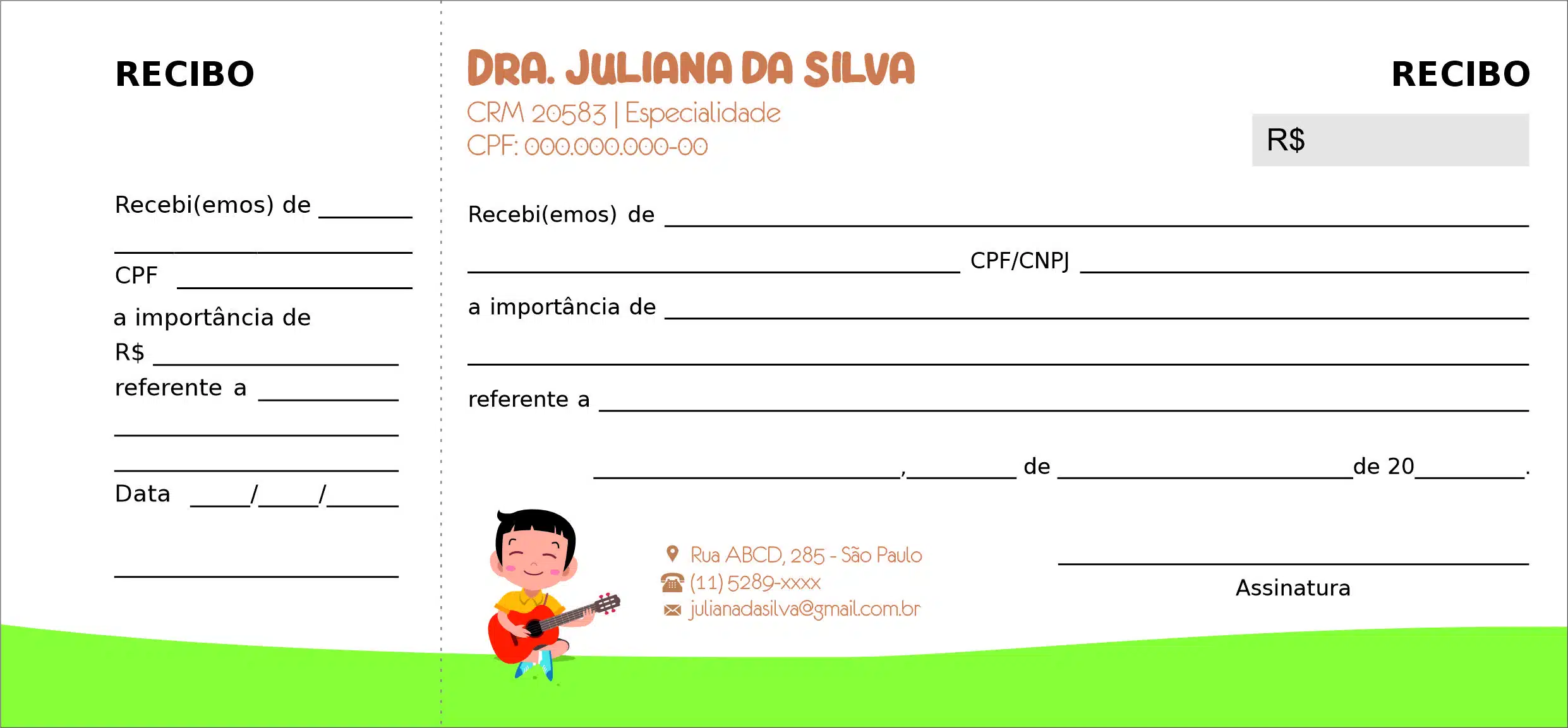Recibo com Canhoto Pediatra Elblag