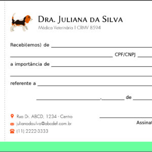 Recibo com Canhoto Veterinária Bludenz