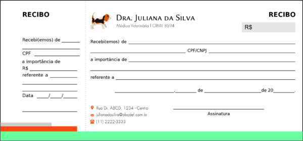 Recibo com Canhoto Veterinária Bludenz Recibo com Canhoto Veterinária Bludenz
