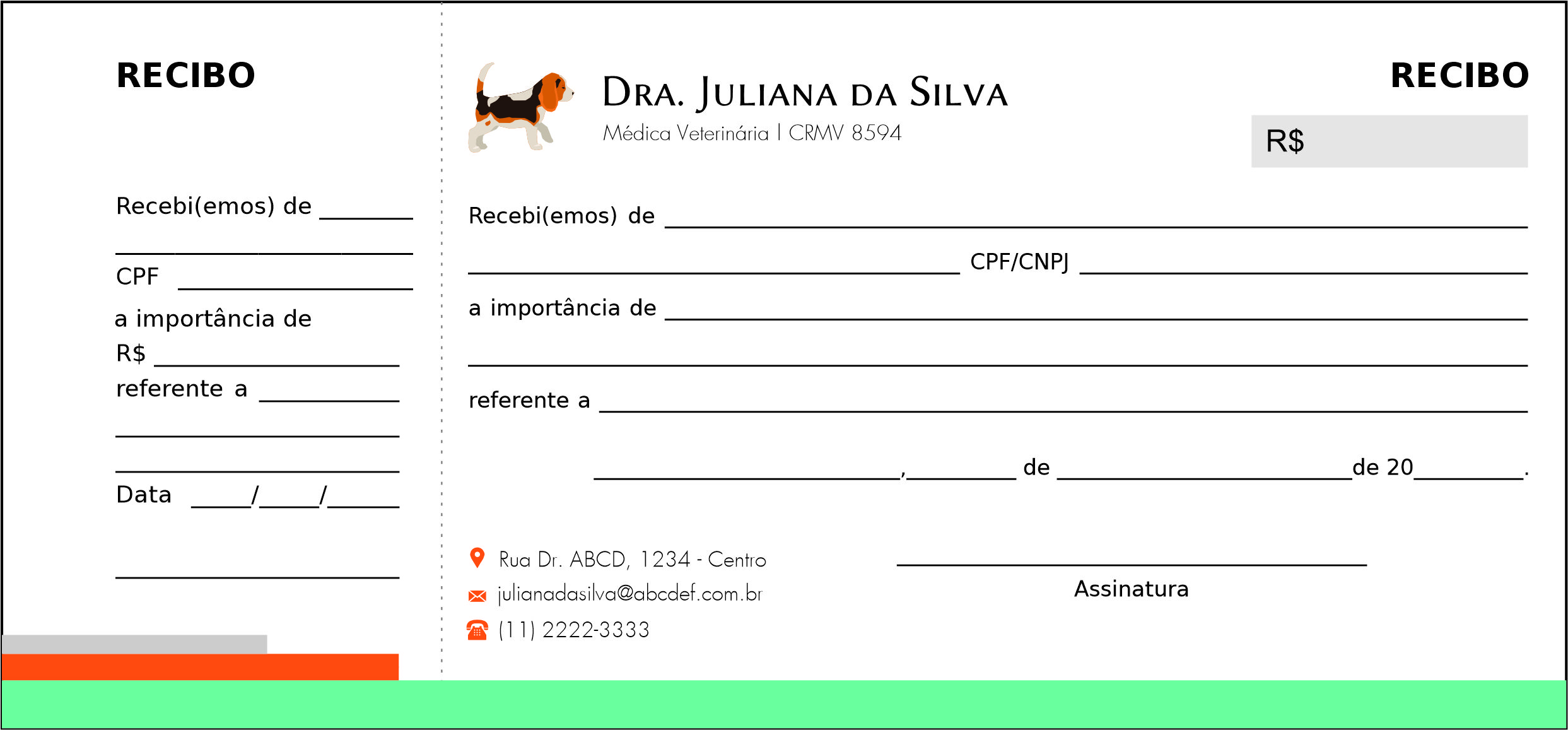 Recibo com Canhoto Veterinária Bludenz