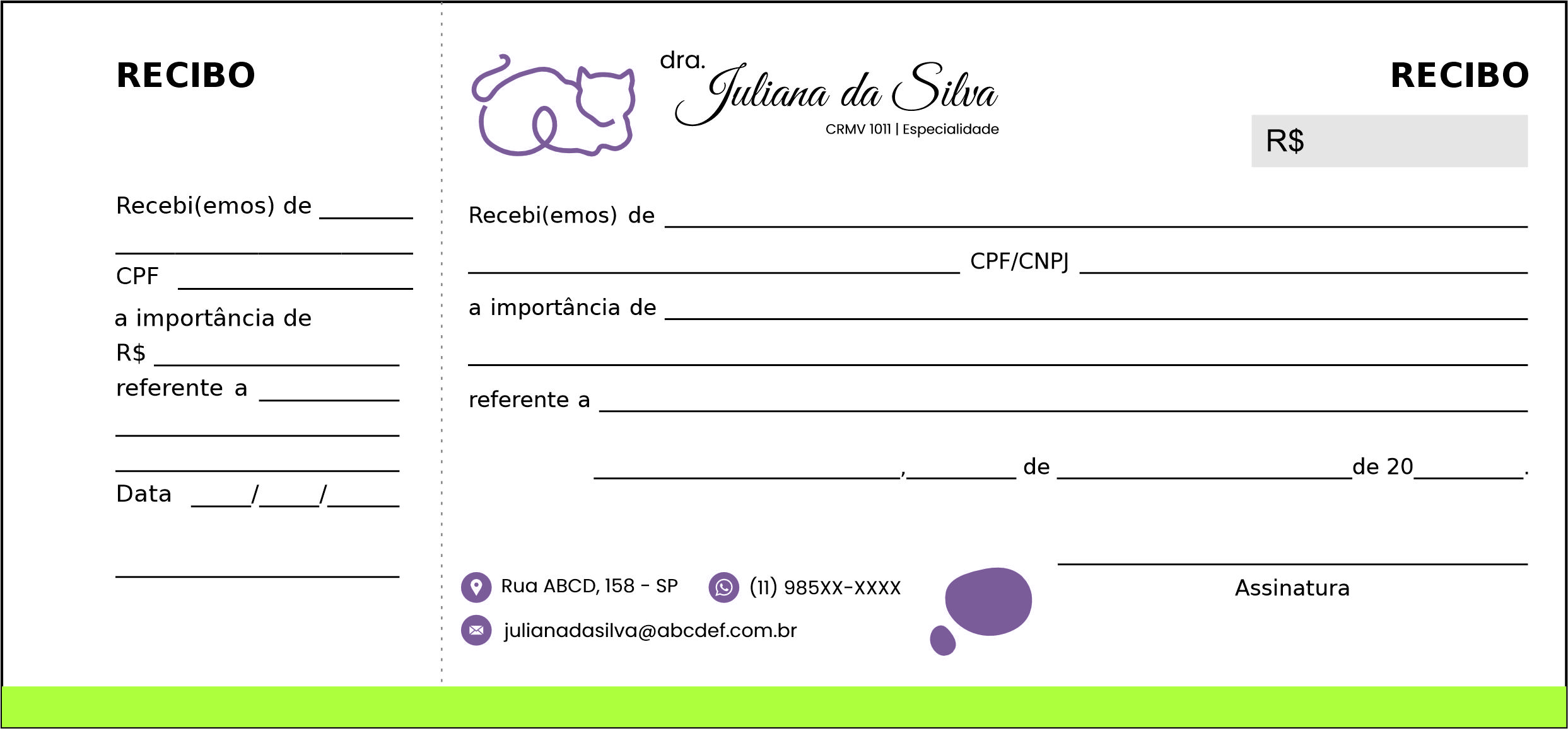 Recibo com Canhoto Veterinário Liezen