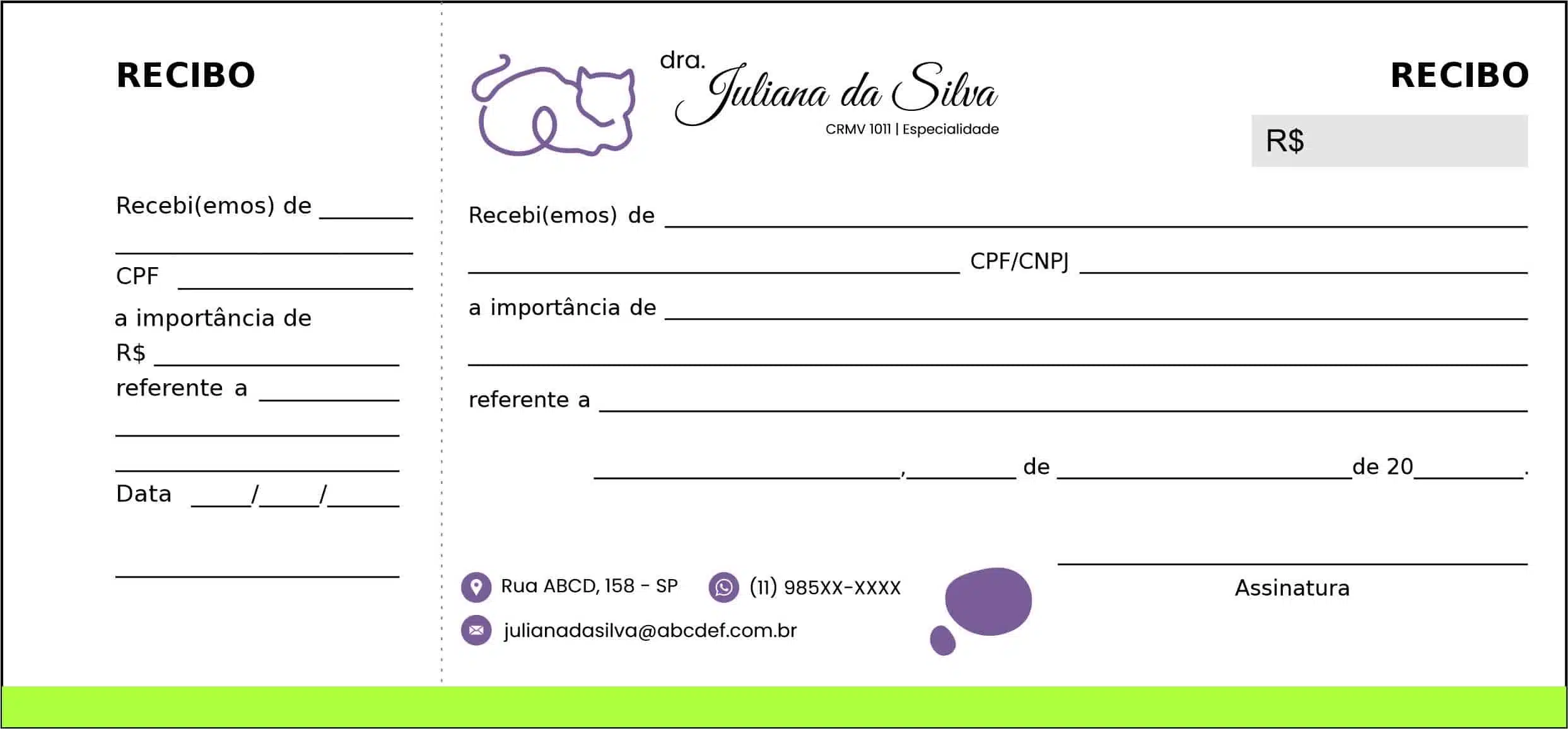 Recibo com Canhoto Veterinário Liezen