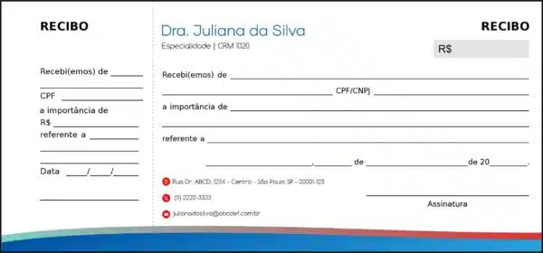 Recibo com Canhoto Angiologia e Vascular Bruges Recibo com Canhoto Angiologia e Vascular Bruges