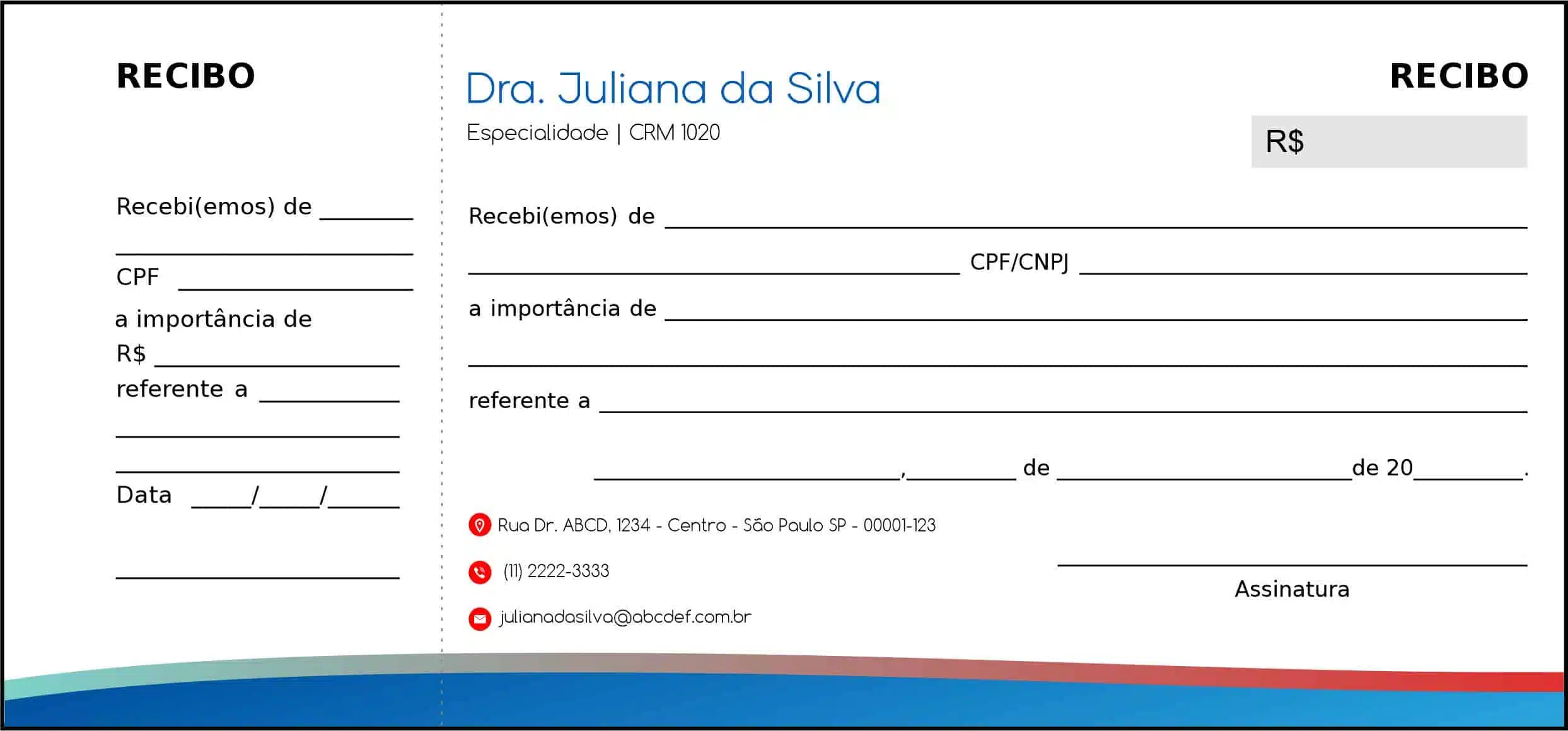 Recibo com Canhoto Angiologia e Vascular Bruges