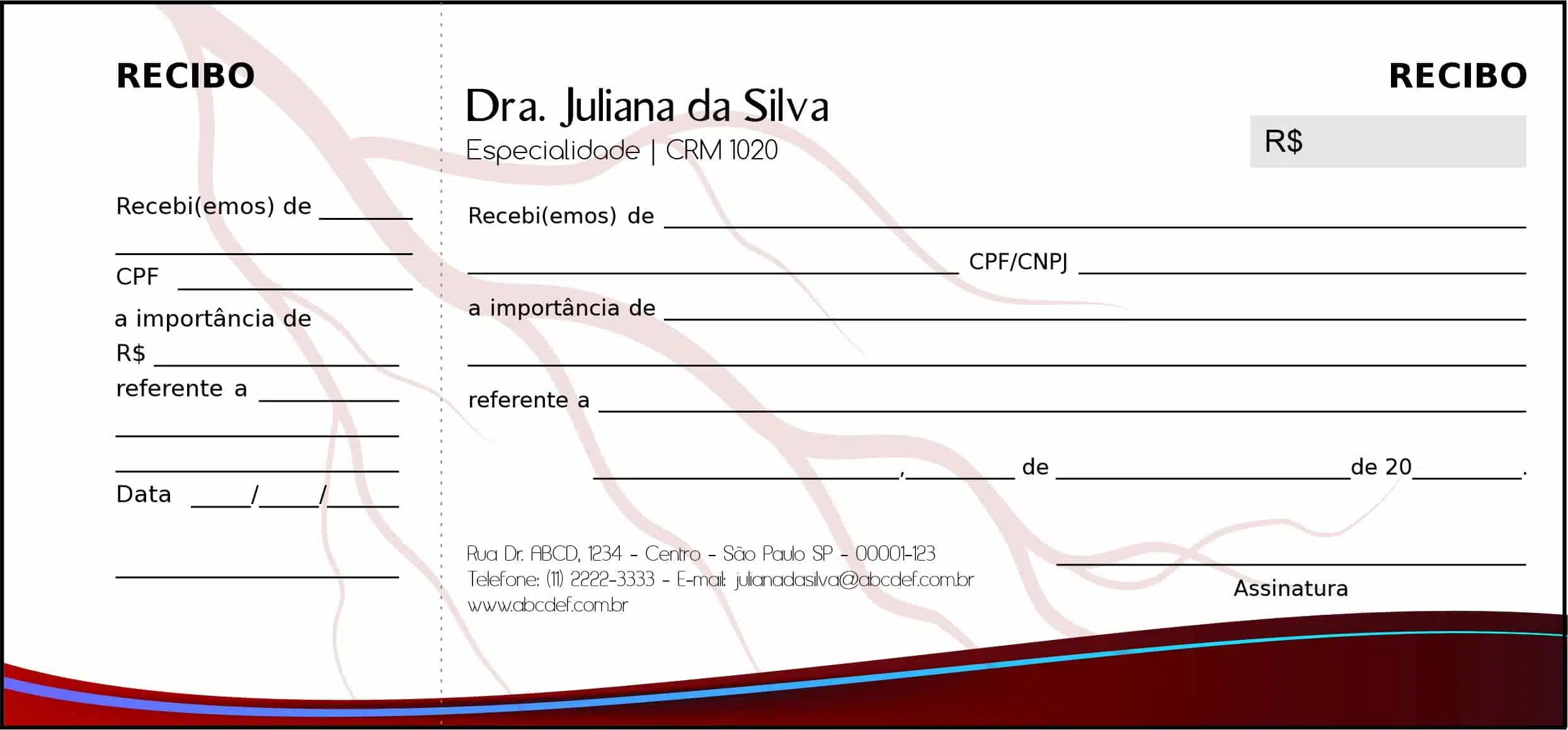 Recibo com Canhoto Angiologia e Vascular Bruxelas