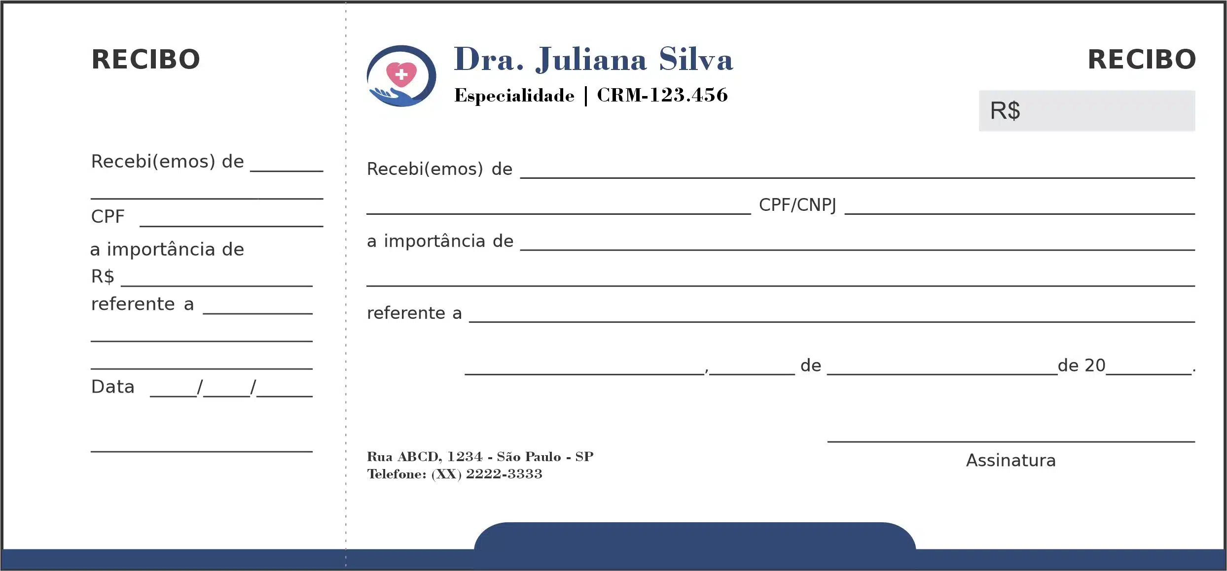 Recibo com Canhoto Cardiologista Rotterdam