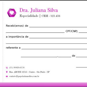 Recibo com Canhoto Cardiologista Breda