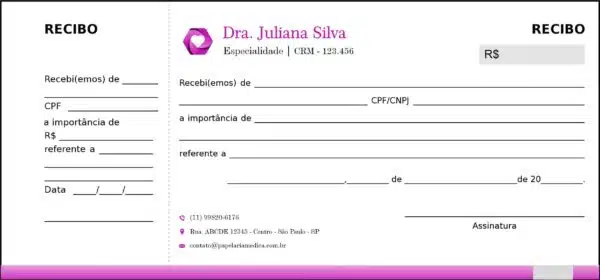 Recibo com Canhoto Cardiologista Breda Recibo com Canhoto Cardiologista Breda