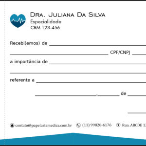Recibo com Canhoto Cardiologista Lisse