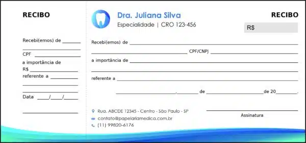 Recibo com Canhoto Odontologia Nantes Recibo com Canhoto Odontologia Nantes