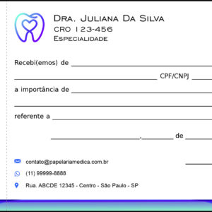 Recibo com Canhoto Odontologia Paris