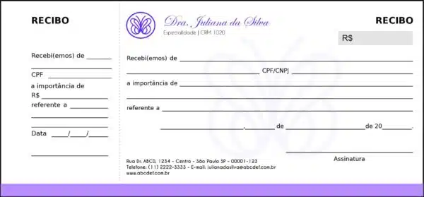 Recibo com Canhoto Endocrinologia Toronto Recibo com Canhoto Endocrinologia Toronto
