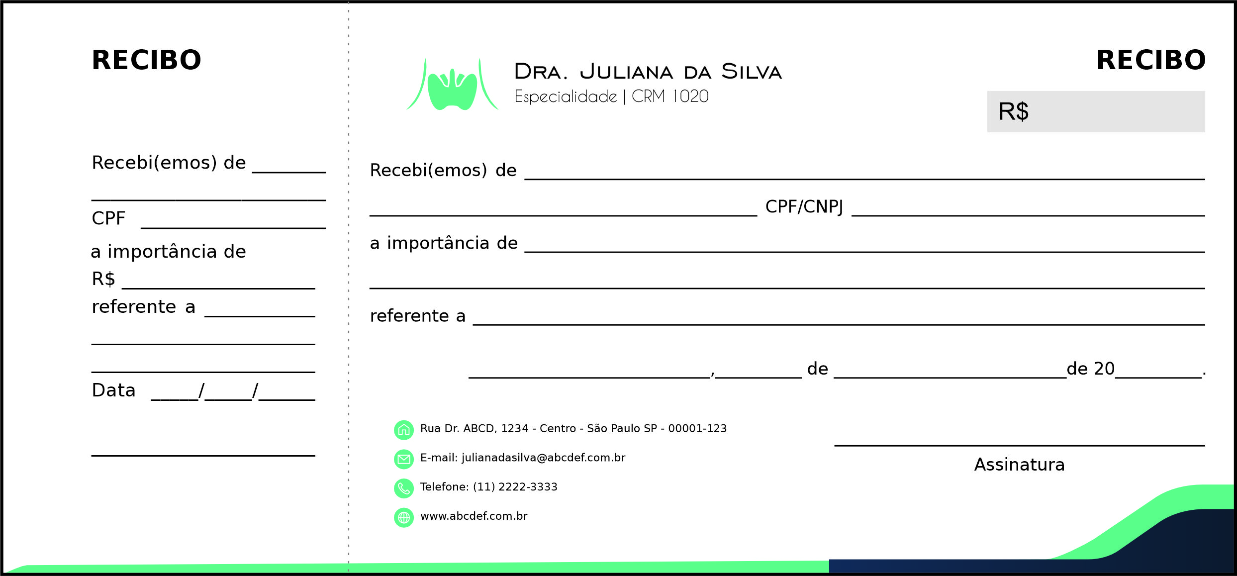 Recibo com Canhoto Endocrinologista Ottawa