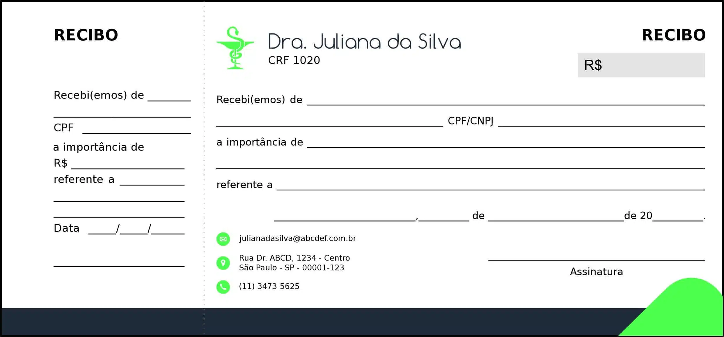 Recibo com Canhoto Farmácia Falkirk