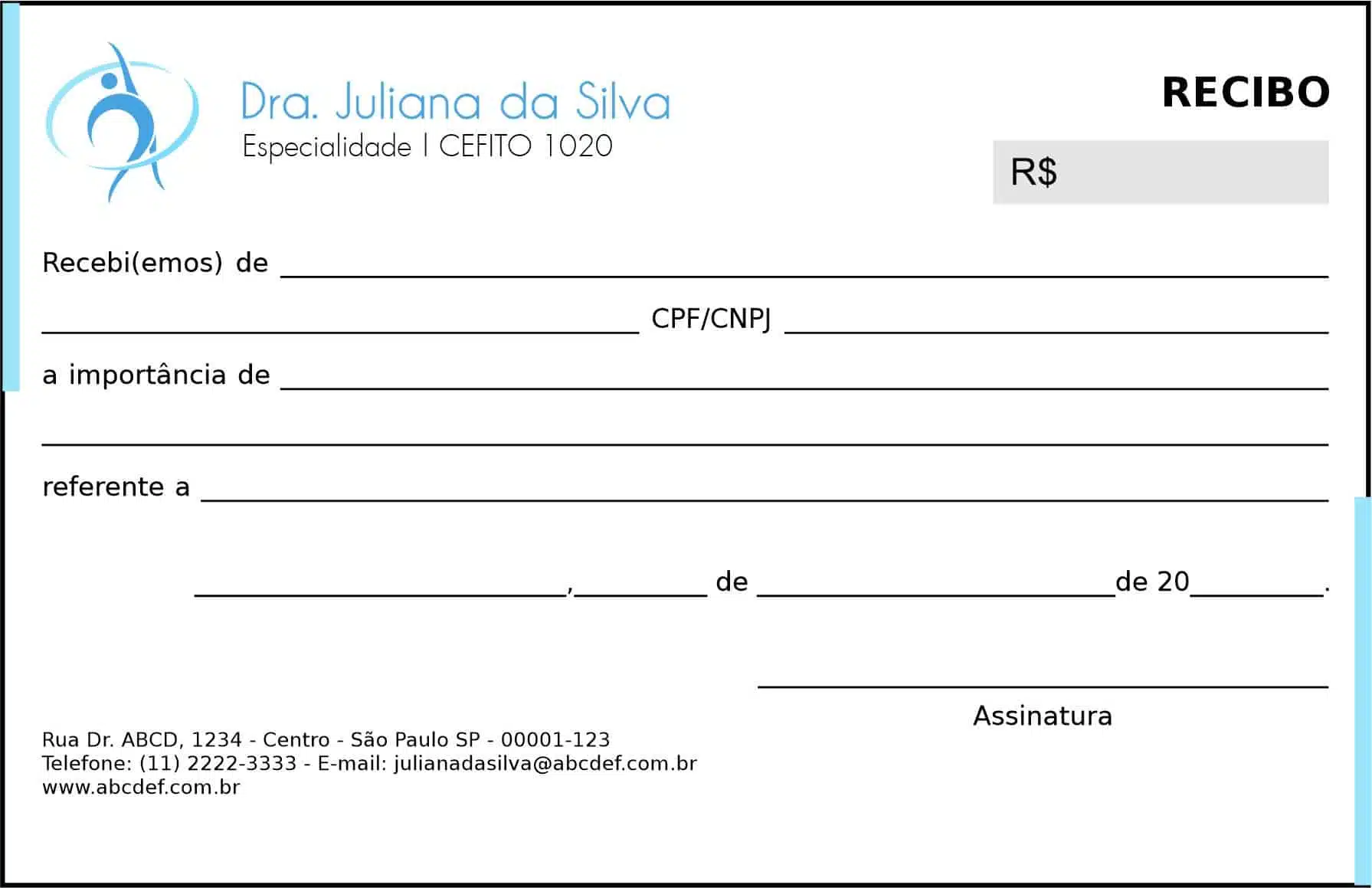 Recibo com Canhoto Fisioterapia Tripoli