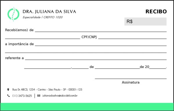 Recibo com Canhoto Fisioterapia Esparta Recibo com Canhoto Fisioterapia Esparta